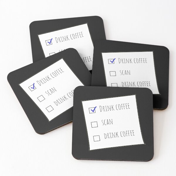 Item preview, Drink Coffee, Scan, Drink Coffee MRT Checklist Black BG designed and sold by HumerusHumor.
