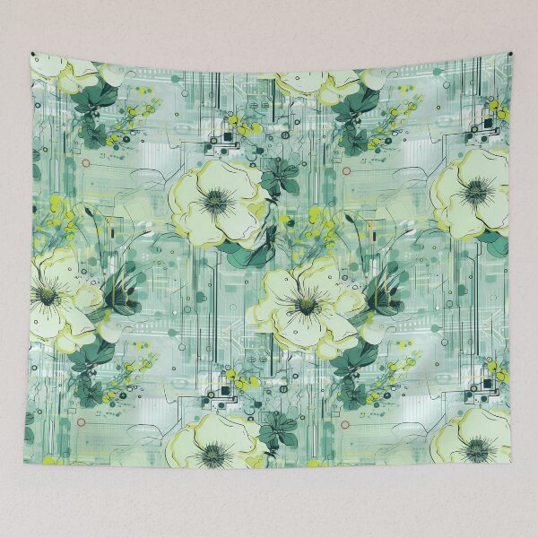 Item preview, Cyberpunk Flowers and Circuitry Pattern designed and sold by SchorlCraft.