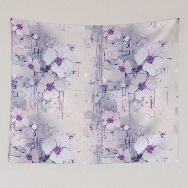 Item preview, Cyberpunk Flowers and Circuitry Pattern designed and sold by SchorlCraft.