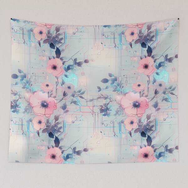 Item preview, Cyberpunk Flowers and Circuitry Pattern designed and sold by SchorlCraft.