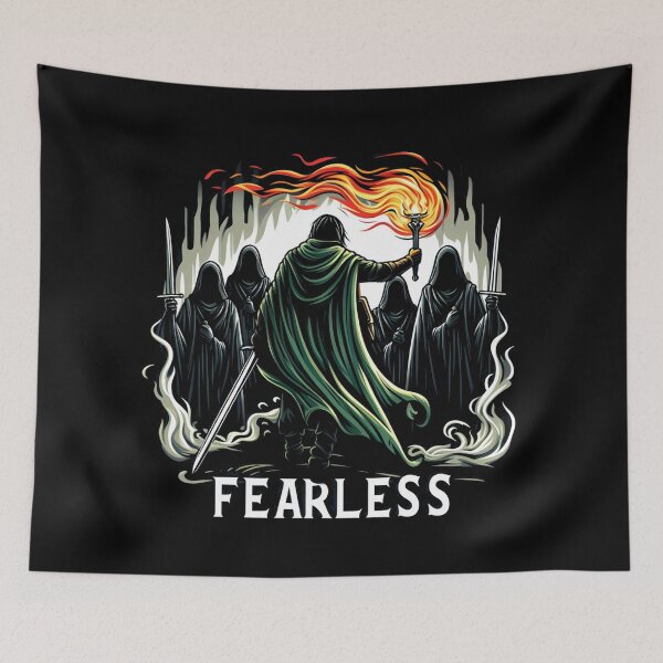 Item preview, Fearless - A Lone Warrior Fights Shadowy Wraiths - Fantasy designed and sold by Fenay Designs.