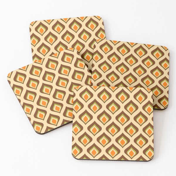 Item preview, Retro Mid Mod Pattern Brown Cream Olive Green and Orange designed and sold by tonymagnerart.