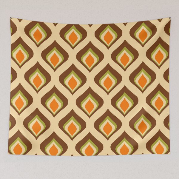 Item preview, Retro Mid Mod Pattern Brown Cream Olive Green and Orange designed and sold by tonymagnerart.