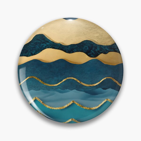 Item preview, Blue and Gold Ocean Waves designed and sold by Golden-Feathers.