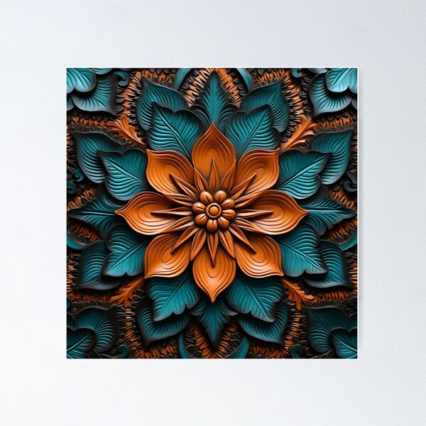 Item preview, leather embossed lotus flower digital art poster designed and sold by dcrc.