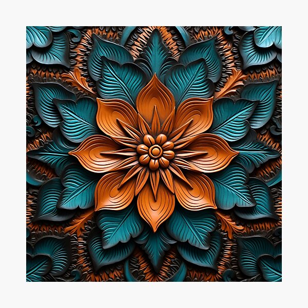 Item preview, leather embossed lotus flower digital art poster designed and sold by dcrc.