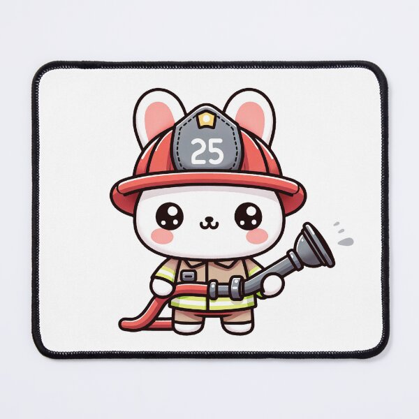 Item preview, Brave Hopper: Firefighter Bunny Battling the Blaze with Kawaii Courage designed and sold by PuffPuffPrint.