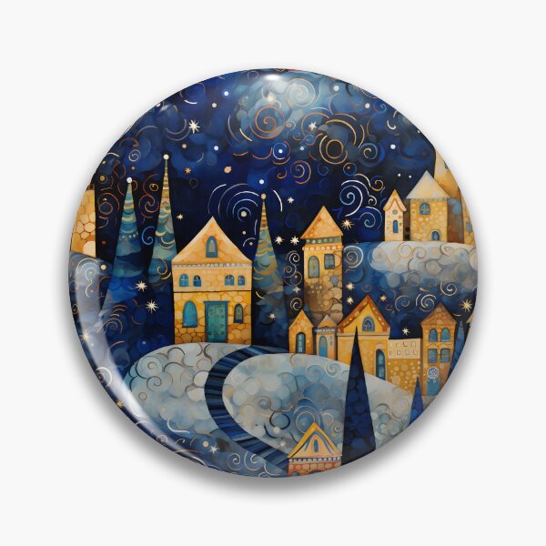 Item preview, Gold and Blue Christmas Village IV designed and sold by the-lamplighter.