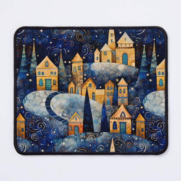 Item preview, Gold and Blue Christmas Village IV designed and sold by the-lamplighter.