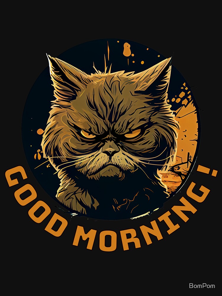 Aperçu 7 sur 7. T-shirt respirant avec l'œuvre Chat en colère Bonjour créée et vendue par BomPom.