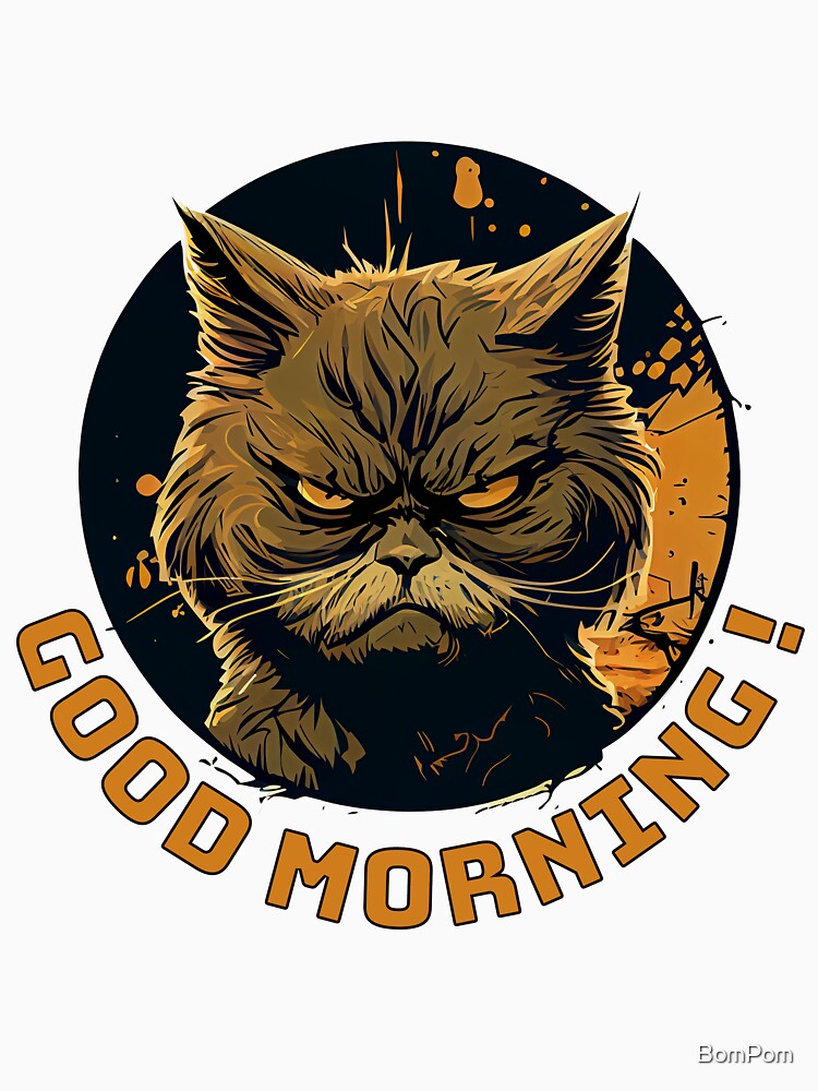 Aperçu 7 sur 7. T-shirt classique avec l'œuvre Chat en colère Bonjour créée et vendue par BomPom.