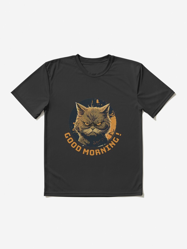 Aperçu 2 sur 7. T-shirt respirant avec l'œuvre Chat en colère Bonjour créée et vendue par BomPom.