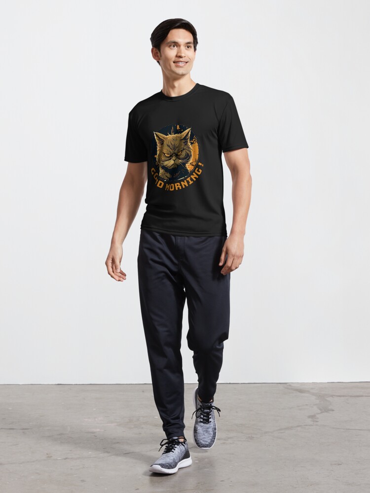Aperçu 5 sur 7. T-shirt respirant avec l'œuvre Chat en colère Bonjour créée et vendue par BomPom.