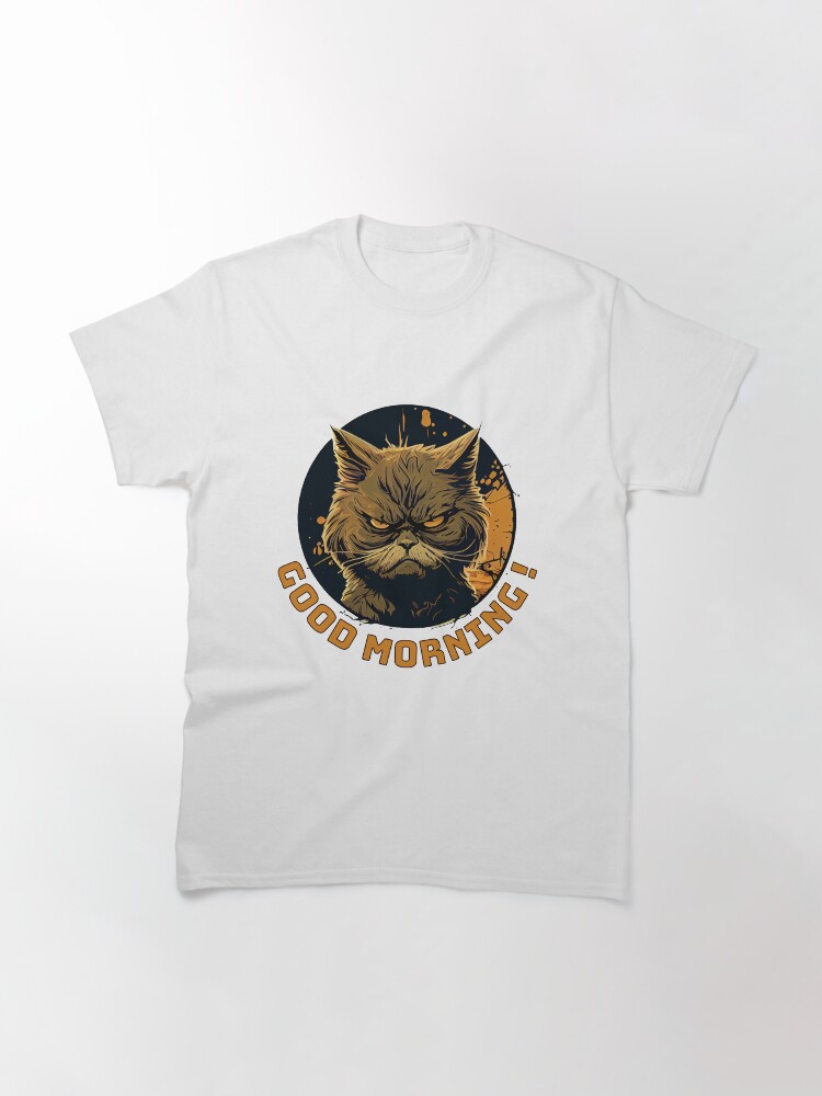 Aperçu 3 sur 7. T-shirt classique avec l'œuvre Chat en colère Bonjour créée et vendue par BomPom.
