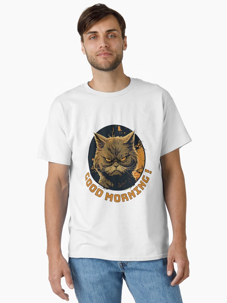Aperçu 1 sur 7. T-shirt classique avec l'œuvre Chat en colère Bonjour créée et vendue par BomPom.
