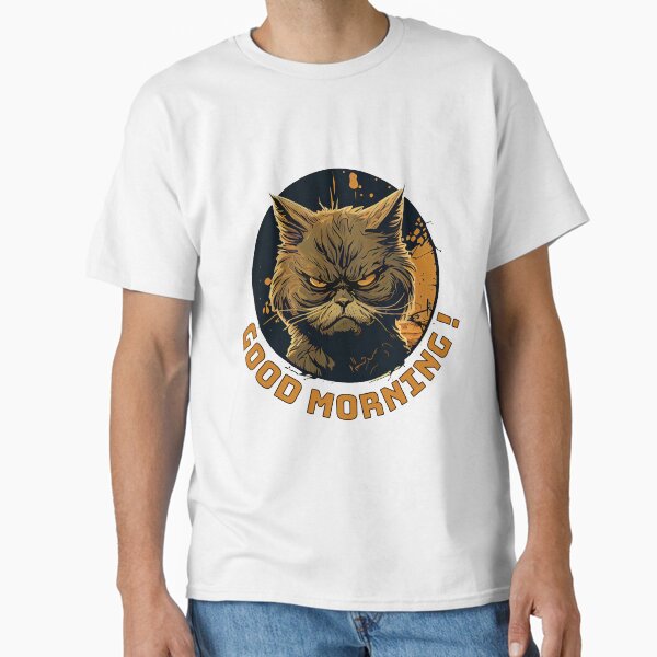 Chat en colère Bonjour T-shirt classique