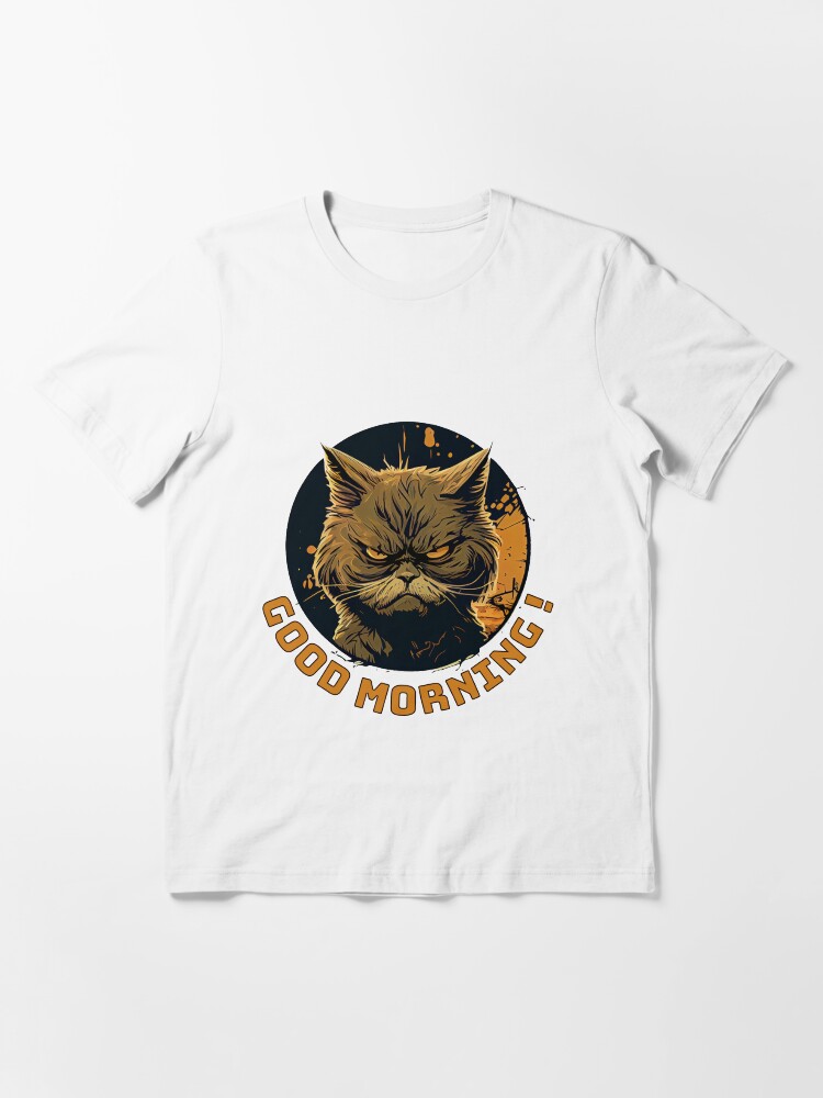 Aperçu 3 sur 7. T-shirt essentiel avec l'œuvre Chat en colère Bonjour créée et vendue par BomPom.