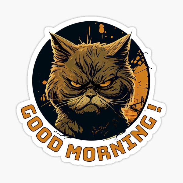 Angry Cat Good Morning Sticker