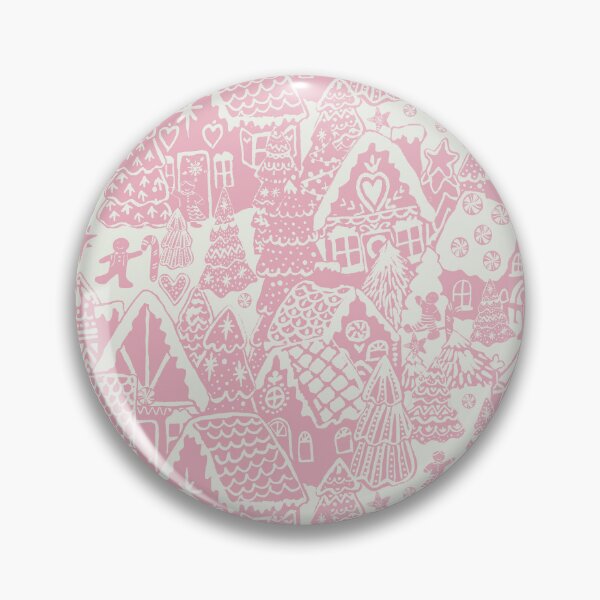 Item preview, Pueblo navideño de jengibre en tonos rosa y blanco invernal. designed and sold by MagentaRose.