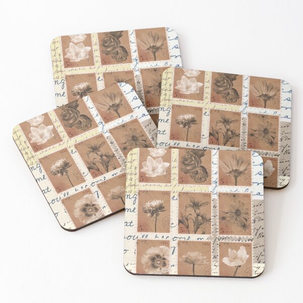 Item preview, Vintage Floral Postage Stamps, postmarks, letter designed and sold by Eternity Eventually.