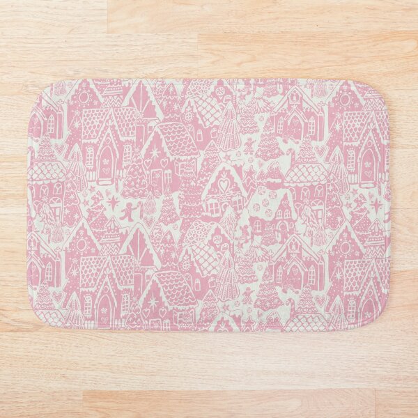 Item preview, Holiday Gingerbread Village in candy land pink and winter white designed and sold by MagentaRose.