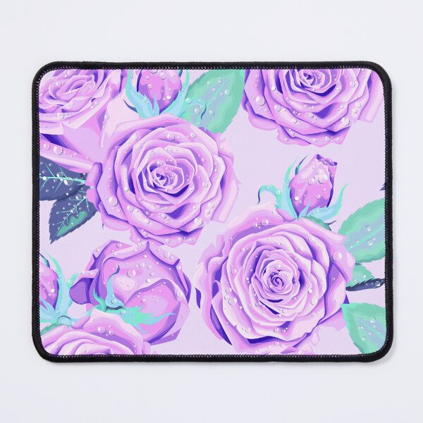 Item preview, vintage seamless pattern with cyan leaves purple roses designed and sold by nyhhhh.
