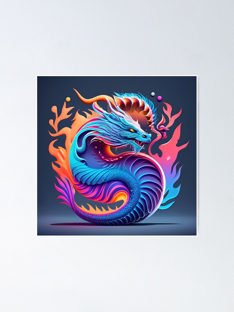 Portrait Poster - Dragon Art Poster 42 - Feng Shui Ancient Dragon