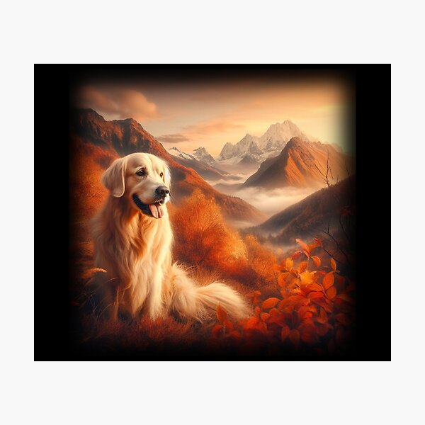 Item preview, Golden Retriever in Autumn Mountains designed and sold by Golden-Heaven.