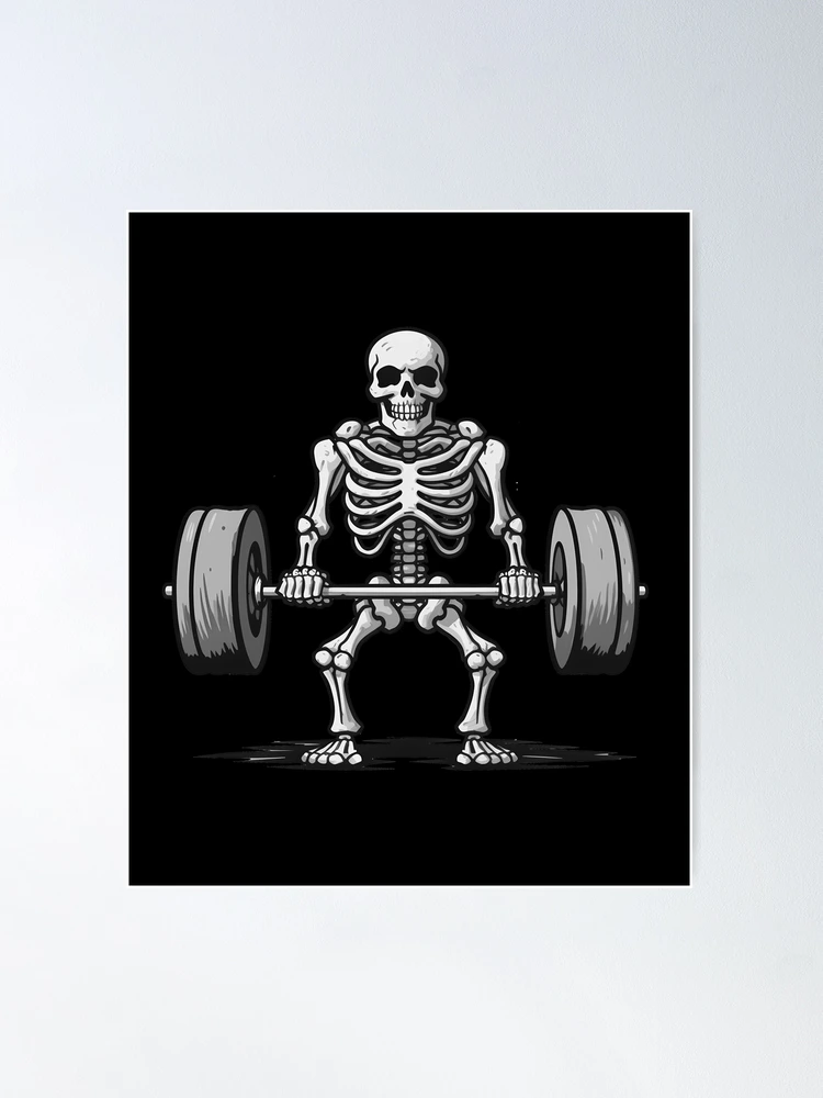 Original Weightlifting Skeleton Dead Inside But Strong Af Vintage