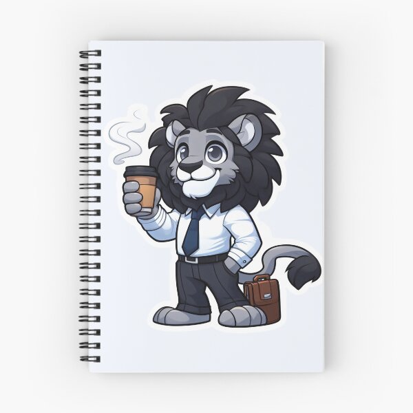 Aperçu de l'œuvre Lion de bureau avec café créée et vendue par DesignAnarchy.