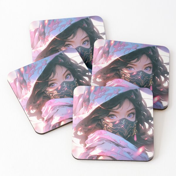 Item preview, Cute Floral Pastel Masked Assassin Anime Girl designed and sold by bubblegoth.