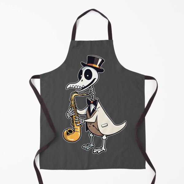 Item preview, Silly skeleton goose playing a saxophone designed and sold by slothsandducks.
