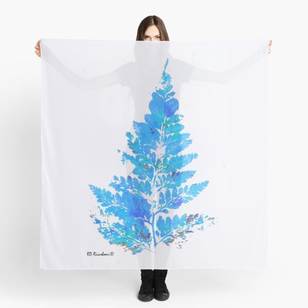 Blue Fern Leaf Scarf