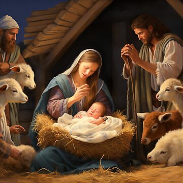 "Baby Jesus is Born, Christmas" Sticker for Sale by Jacqueline Figueroa