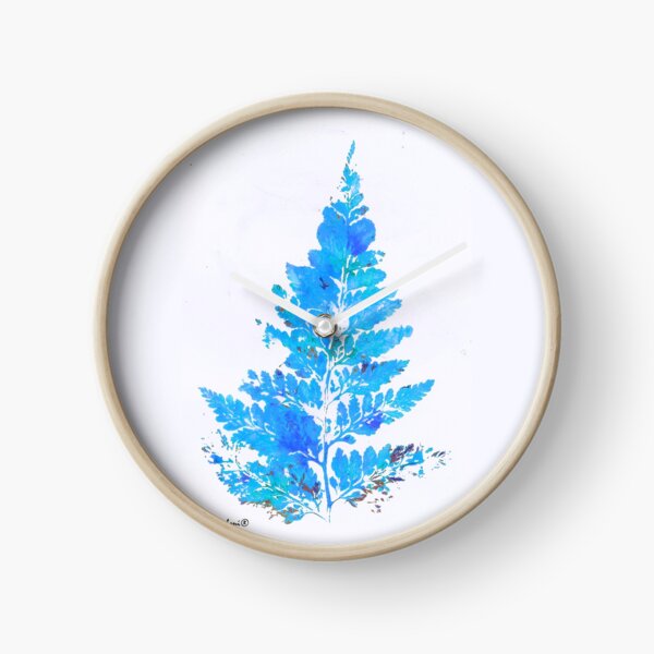 Blue Fern Leaf Clock