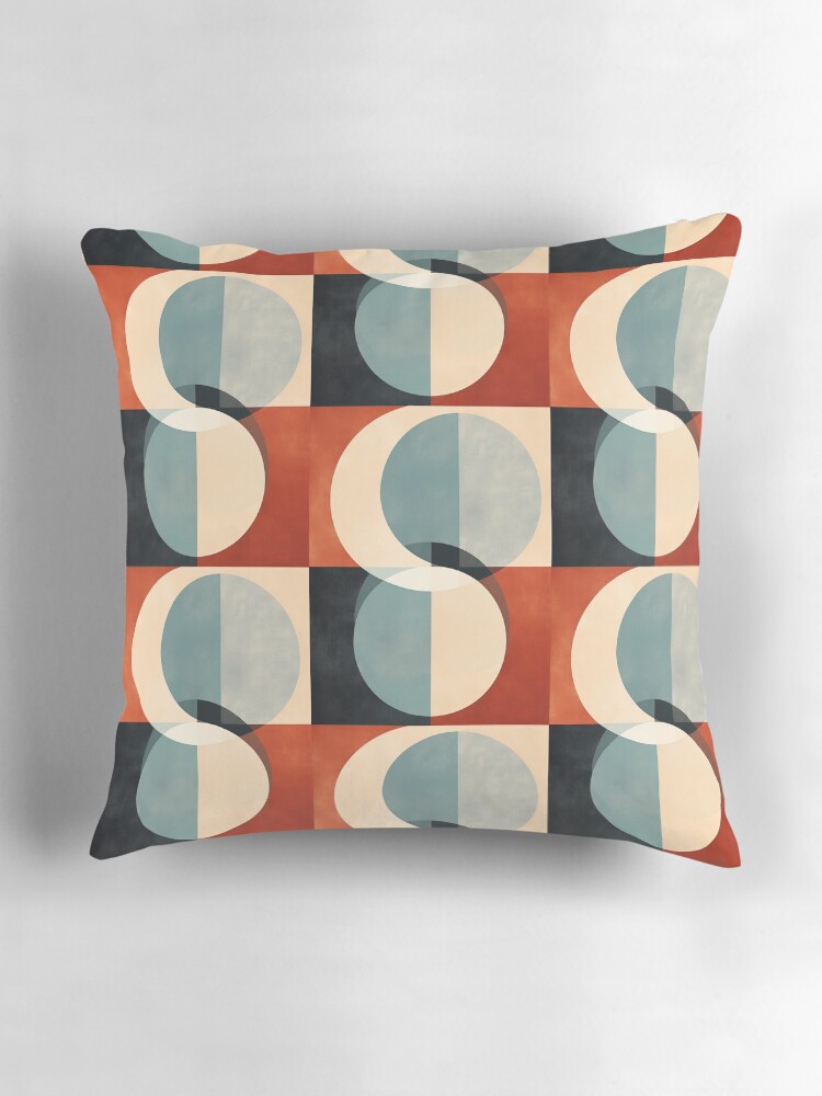 Mid Century Abstract Retro Geometric Art Pillow
