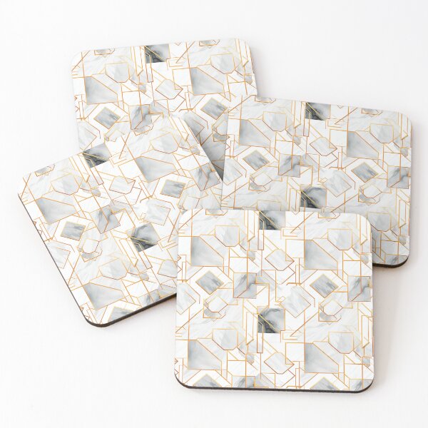 Item preview, Golden Geometric Outlines on White Marble Canvas designed and sold by adilazeem930.