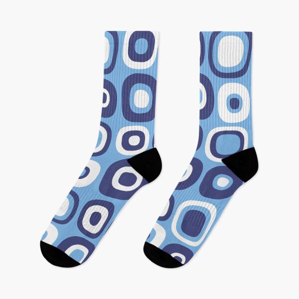 Item preview, Retro Mid Century Modern Geometric Pattern 193 Blue and White designed and sold by tonymagnerart.