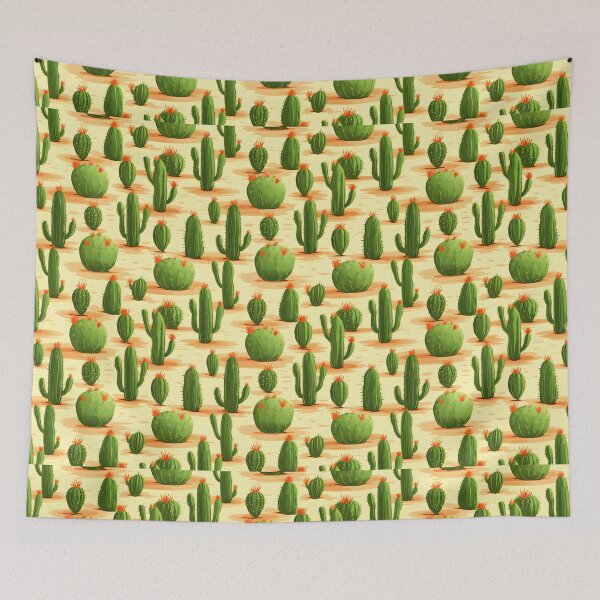 Item preview, Green Desert Delight, Cactus Pattern for Curtains, Pillows, and Blankets designed and sold by Aopo Chaloemphon.