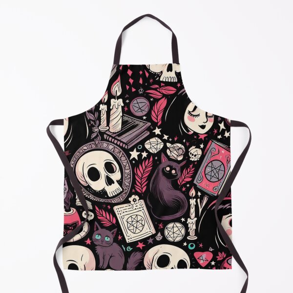 Item preview, Neo-Gothic Wicca: Skulls, Cats, and Ancient Spellbooks in an Intricate Pattern designed and sold by Wicc-a.