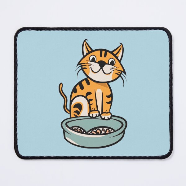 Item preview, cute and smiley black cat sitting in its cat litter box designed and sold by The  Knick Knack Nook.