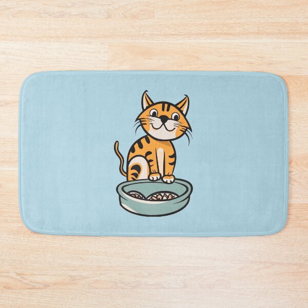 Item preview, cute and smiley black cat sitting in its cat litter box designed and sold by The  Knick Knack Nook.