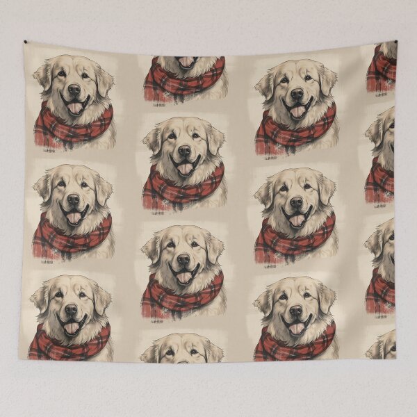 Artikelvorschau, Great Pyrenees Christmas Plaid Watercolor entworfen und verkauft von rafaeltto.