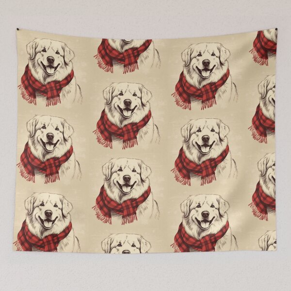 Artikelvorschau, Great Pyrenees Christmas Plaid Watercolor entworfen und verkauft von rafaeltto.