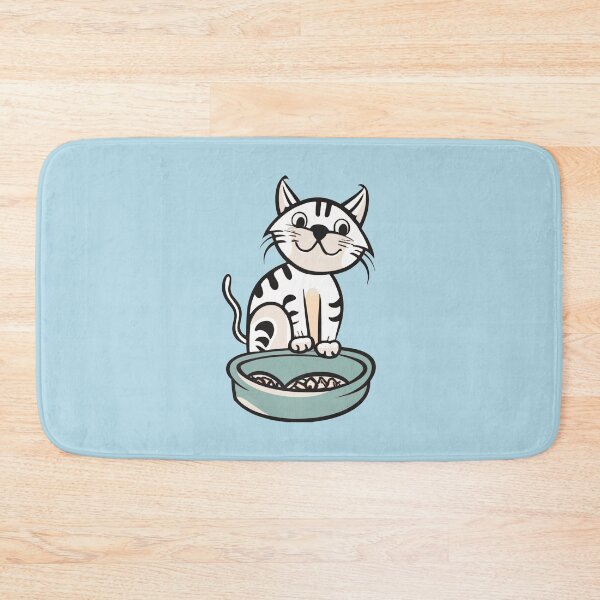 Item preview, cute and smiley black cat sitting in its cat litter box designed and sold by The  Knick Knack Nook.