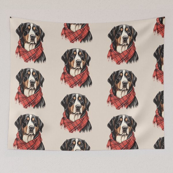 Item preview, Greater Swiss Mountain Christmas Plaid Watercolor designed and sold by rafaeltto.