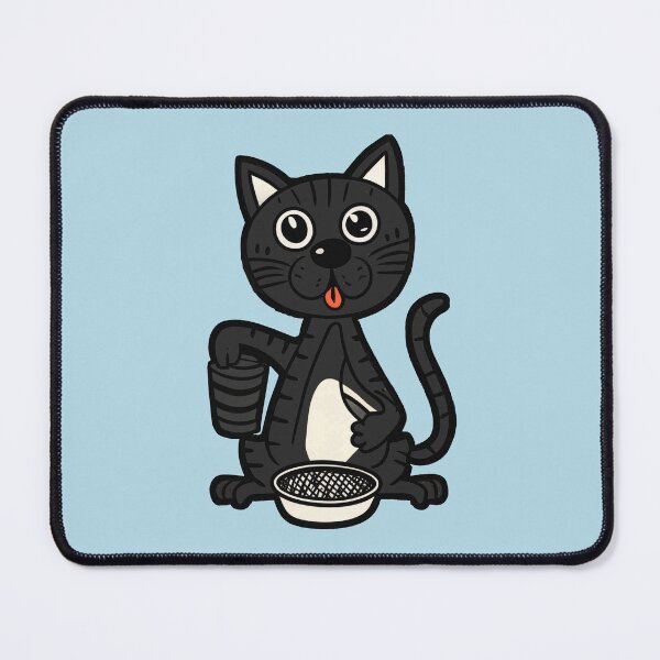 Item preview, cute and smiley black cat sitting in its cat litter box designed and sold by The  Knick Knack Nook.
