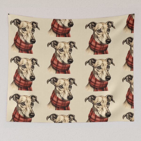 Artikelvorschau, Greyhound Christmas Plaid Watercolor entworfen und verkauft von rafaeltto.
