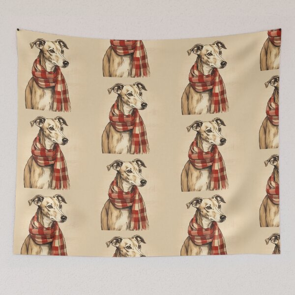 Artikelvorschau, Greyhound Christmas Plaid Watercolor entworfen und verkauft von rafaeltto.