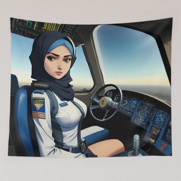 Artikelvorschau, Schöner Flugzeugpilot mit Hijab entworfen und verkauft von AnimeAero.